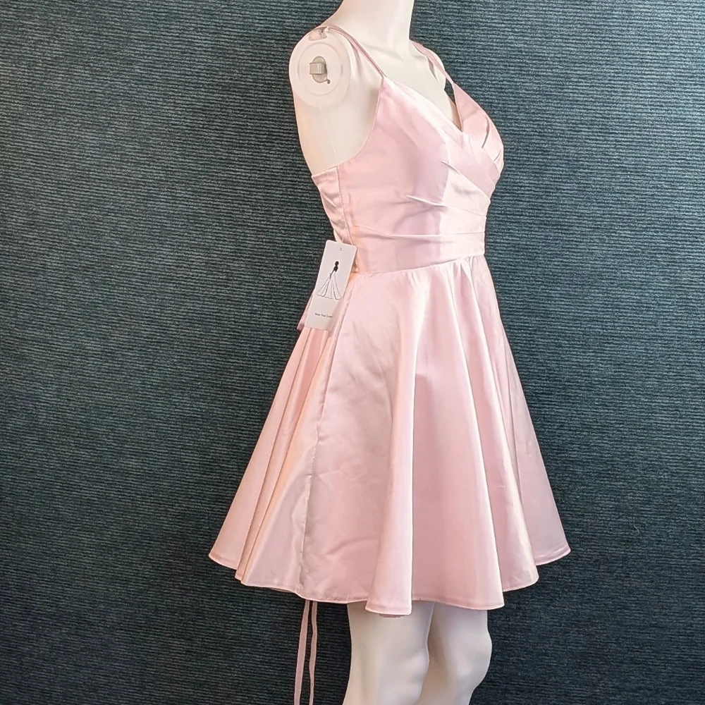 For Kitty Rescue! Pink Satin Homecoming/Prom Dress - Picture 9 of 11